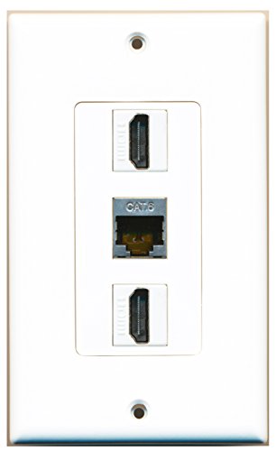 RiteAV - 2 Port HDMI and 1 Port Shielded Cat6 Ethernet Decorative Wall Plate Decorative