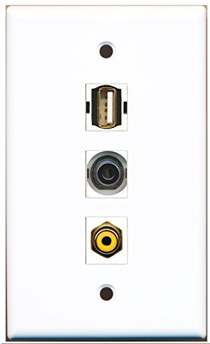 RiteAV - 1 Port RCA Yellow and 1 Port USB A-A and 1 Port 3.5mm Wall Plate