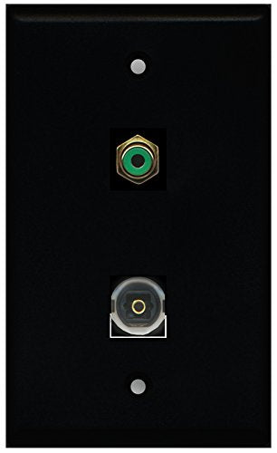 RiteAV - Black 1 Port RCA Green 1 Port Toslink Wall Plate