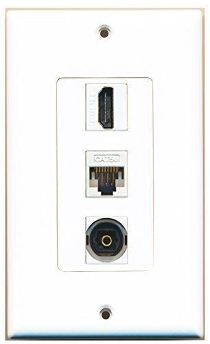 RiteAV 1 HDMI - 1 Cat5e Ethernet White - 1 Toslink Wall Plate Decorative