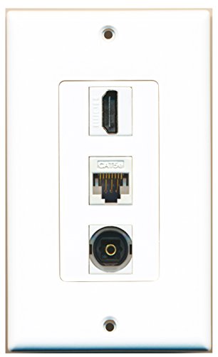 RiteAV - 1 Port HDMI and 1 Port Toslink and 1 Port Cat5e Ethernet White Decorative Wall Plate