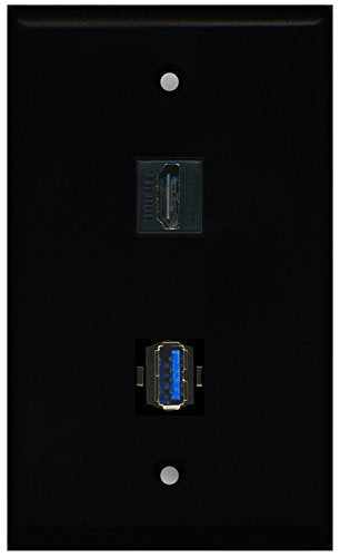 RiteAV - 1 Port HDMI 1 Port USB 3.0 Wall Plate - Black