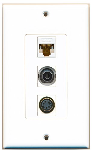 RiteAV - 1 Port S-Video and 1 Port 3.5mm and 1 Port Cat6 Ethernet White Decorative Wall Plate Decorative