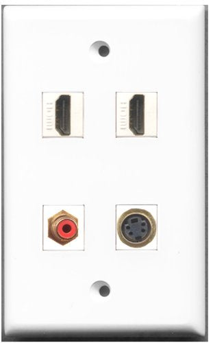RiteAV - 2 Port HDMI 1 Port RCA Red 1 Port S-Video Wall Plate