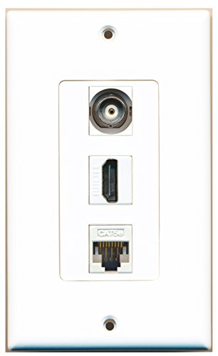RiteAV - 1 Port HDMI 1 BNC 1 Cat5e Ethernet White Wall Plate Decorative