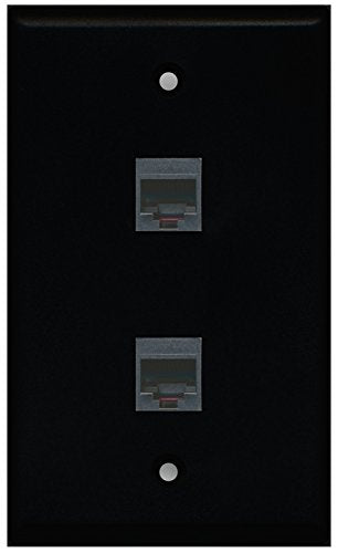 RiteAV - Black 2 Port Phone Black Wall Plate