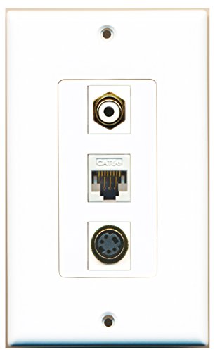 RiteAV - 1 Port RCA White and 1 Port S-Video and 1 Port Cat5e Ethernet White Decorative Wall Plate
