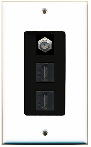 RiteAV - 2 Port HDMI 1 Coax Cable TV- F-Type Decorative Wall Plate - White/Black