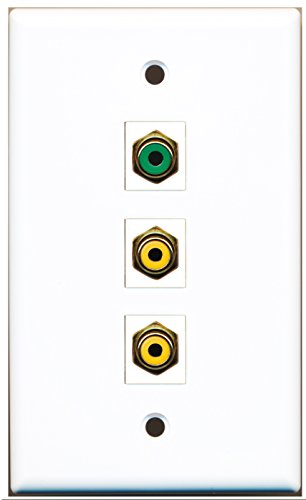 RiteAV - 2 Port RCA Yellow and 1 Port RCA Green Wall Plate