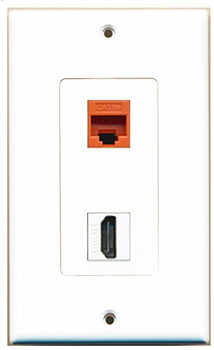 RiteAV - 1 Cat5e Orange Ethernet Port and 1 HDMI Female Decorative Wall Plate