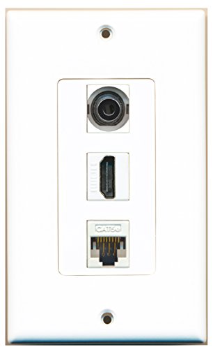RiteAV - 1 Port HDMI 1 3.5mm 1 Cat5e Ethernet White Wall Plate Decorative