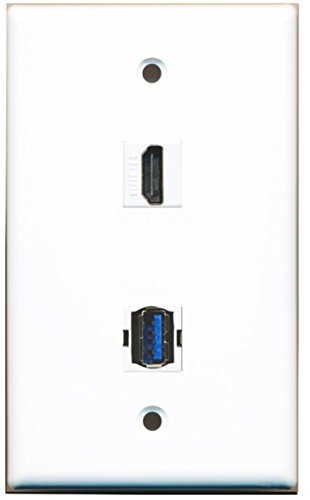 RiteAV - 1 Port HDMI 1 Port USB 3.0 Wall Plate - White