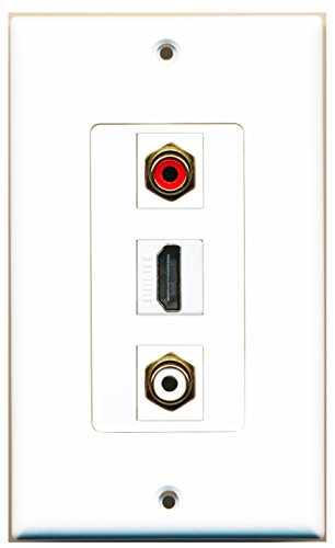 RiteAV - 1 Port HDMI and 1 Port RCA Red and 1 Port RCA White Decorative Wall Plate