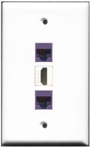 RiteAV - 1 Port HDMI 2 Port Cat5e Ethernet Purple Wall Plate