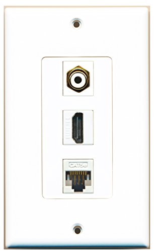 RiteAV - 1 Port HDMI 1 RCA White 1 Cat5e Ethernet White Wall Plate Decorative