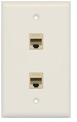 RiteAV 1 Gang Cat6 Wall Plate - Light Almond 2 Port