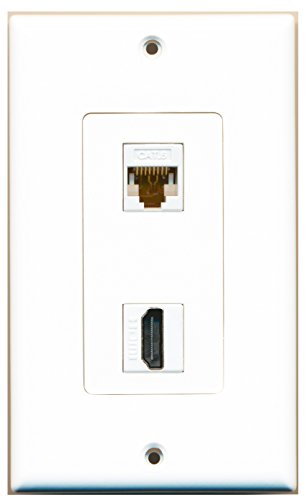 RiteAV - 1 x Cat6 Ethernet Female and 1 x HDMI Port Wall Plate  Decorative - White