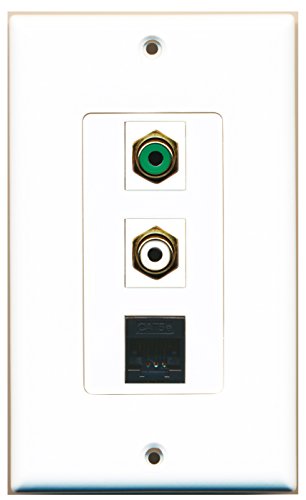 RiteAV - 1 Port RCA White and 1 Port RCA Green and 1 Port Cat5e Ethernet Black Decorative Wall Plate Decorative
