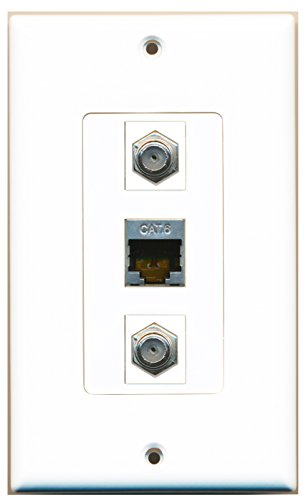 RiteAV - 2 Port Coax Cable TV- F-Type and 1 Port Shielded Cat6 Ethernet Decorative Wall Plate Decorative