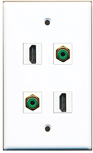 RiteAV - 2 Port HDMI 2 Port RCA Green Wall Plate