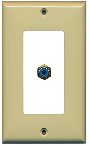 RiteAV - 1 RCA Blue for Subwoofer Audio Port Wall Plate Decorative - Ivory/White