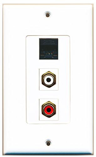 RiteAV - 1 Port RCA Red and 1 Port RCA White and 1 Port Cat5e Ethernet Black Decorative Wall Plate Decorative