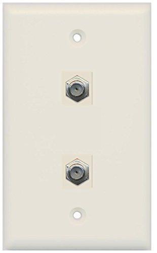 RiteAV - 2 Port Coax Cable TV- F-Type Wall Plate - Light Almond