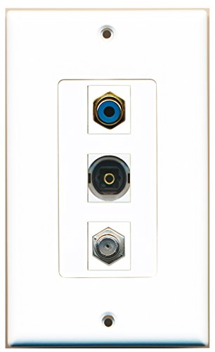 RiteAV - 1 Port RCA Blue and 1 Port Coax Cable TV- F-Type and 1 Port Toslink Decorative Wall Plate Decorative