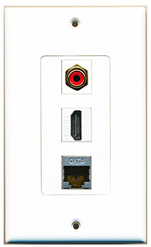 RiteAV - 1 Port HDMI and 1 Port RCA Red and 1 Port Shielded Cat6 Ethernet Decorative Wall Plate