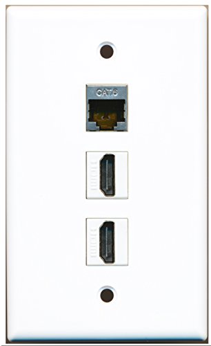 RiteAV - 2 Port HDMI 1 Shielded Cat6 Ethernet Wall Plate