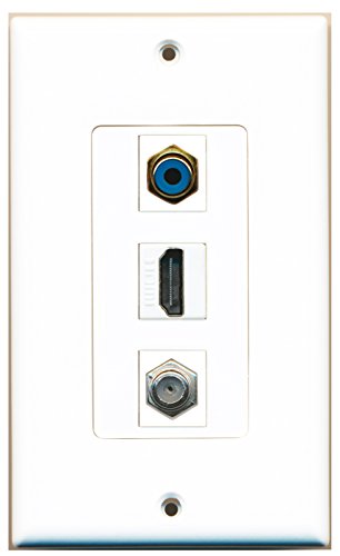 RiteAV - 1 Port HDMI and 1 Port RCA Blue and 1 Port Coax Cable TV- F-Type Decorative Wall Plate