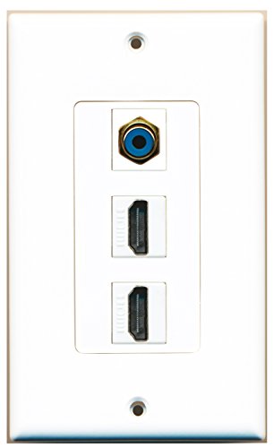 RiteAV - 2 Port HDMI 1 RCA Blue Wall Plate Decorative