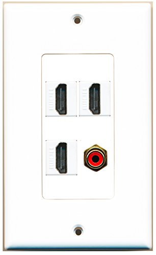 RiteAV - 3 x HDMI and 1 x RCA Red Port Wall Plate Decorative White