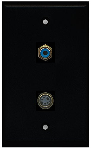 RiteAV - Black 1 Port RCA Blue 1 Port S-Video Wall Plate