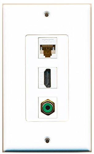 RiteAV - 1 Port HDMI 1 RCA Green 1 Cat6 Ethernet White Wall Plate Decorative