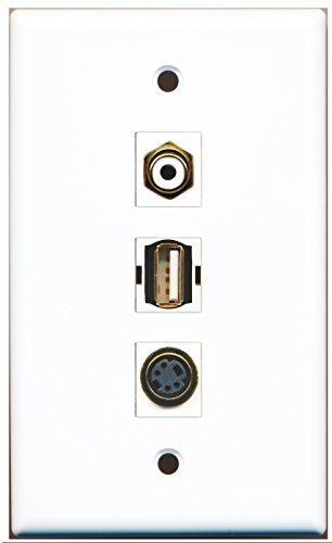 RiteAV - 1 Port RCA White and 1 Port USB A-A and 1 Port S-Video Wall Plate