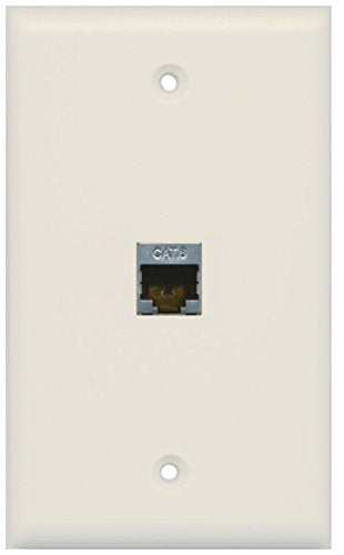 RiteAV - 1 Port Cat6 Shielded Female-Female Wall Plate - Light Almond