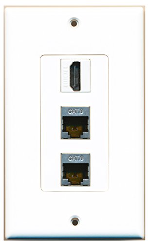 RiteAV - 1 Port HDMI 2 Port Shielded Cat6 Ethernet Decorative Wall Plate Decorative