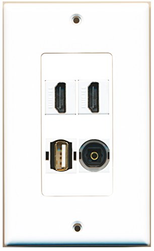 RiteAV - 2 Port HDMI 1 Port USB A-A 1 Port Toslink Wall Plate Decorative