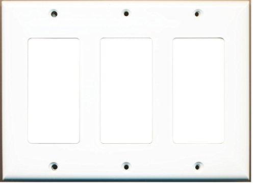 RiteAV Blank Wall Plate for Keystone Jacks - White 3 Gang Decorative