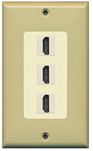 RiteAV - 3 Port HDMI Decorative Wall Plate - Ivory/Light Almond