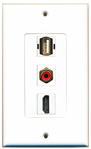 RiteAV - 1 Port HDMI and 1 Port RCA Red and 1 Port USB A-A Decorative Wall Plate Decorative