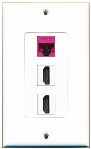 RiteAV - 2 Port HDMI 1 Cat5e Ethernet Pink Wall Plate Decorative