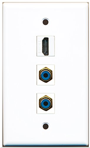 RiteAV - 1 Port HDMI 2 Port RCA Blue Wall Plate