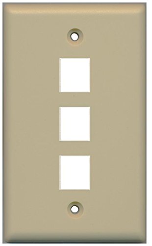 RiteAV Blank Wall Plate for Keystone Jacks - Ivory 1 Gang 3 Port
