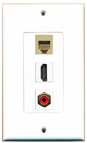 RiteAV - 1 Port HDMI 1 RCA Red 1 Phone RJ11 RJ12 Beige Wall Plate Decorative