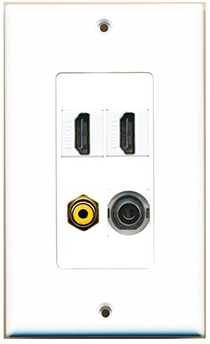 RiteAV - 2 Port HDMI 1 Port RCA Yellow 1 Port 3.5mm Wall Plate Decorative