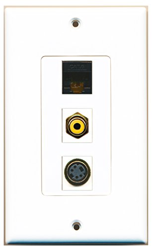 RiteAV - 1 Port RCA Yellow and 1 Port S-Video and 1 Port Cat6 Ethernet Black Decorative Wall Plate Decorative