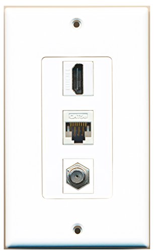 RiteAV 1 HDMI 1 Cat5e Ethernet and 1 Coax Female Decorative Wall Plate