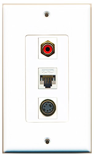 RiteAV - 1 Port RCA Red and 1 Port S-Video and 1 Port Cat5e Ethernet White Decorative Wall Plate